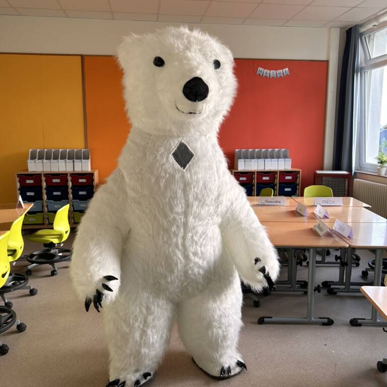 Ein Plüscheisbär in groß. Art Maskottchen