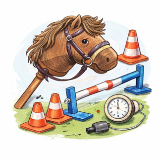 Pferdekopf auf Stab als Symbolbild im Comicstil